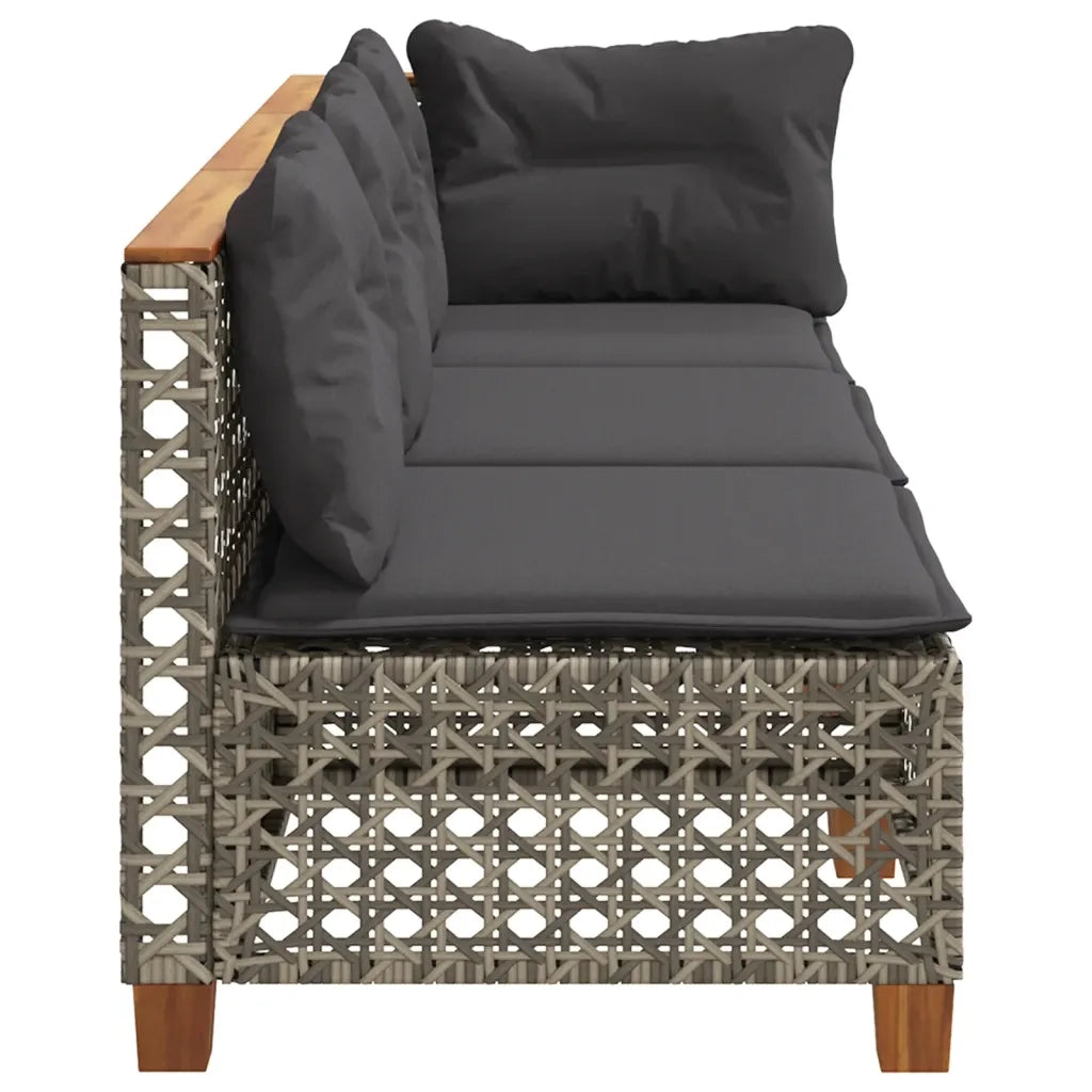 Divano da Giardino con Cuscini 3 Posti Grigio in Polyrattan