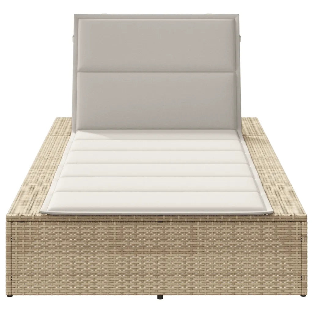 Lettino Prendisole con Cuscino Galleggiante Beige in Polyrattan 4104206