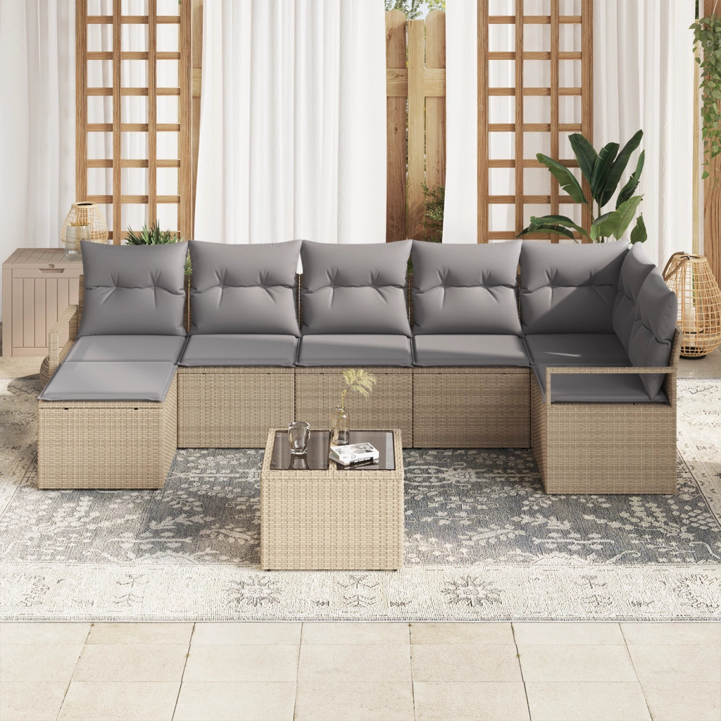 Set di divani da giardino  8 pezzi con cuscini neri in polirattan