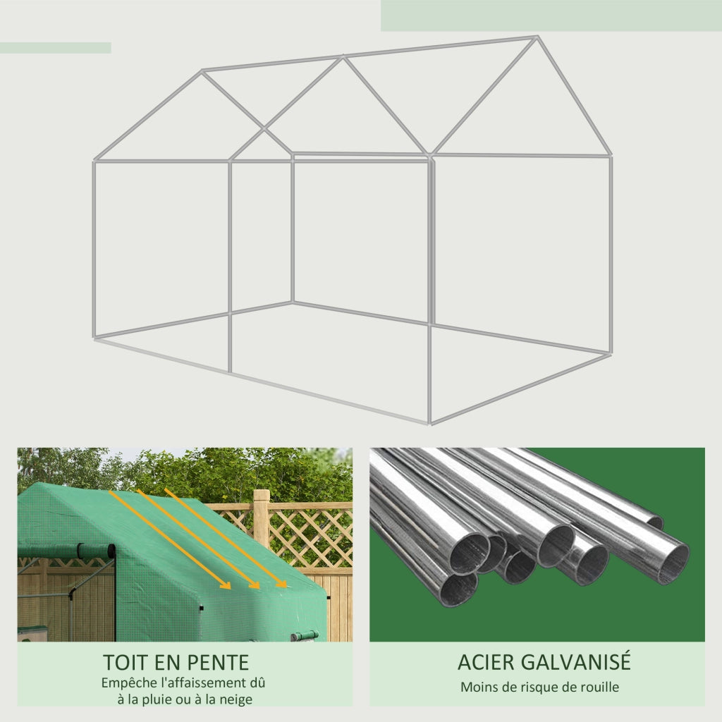 Serra da giardino tunnel 6m2 ¨C zephmum ¨C Verde, 2x3m, Acier galvanis¨¦ PE