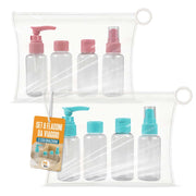 Akitaink Set Flaconi da Viaggio 8 Pz con Borsa Rosa e Celeste