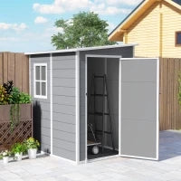 Casetta da Giardino con Finestra e Doppia Porta, in PP e Alluminio, 122x149x192 cm, Grigio