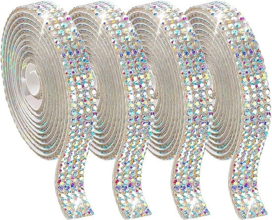 Decorazione per matrimonio e festa con strass-lint cristallo a 4 rotoli, autofixante, diamantato.