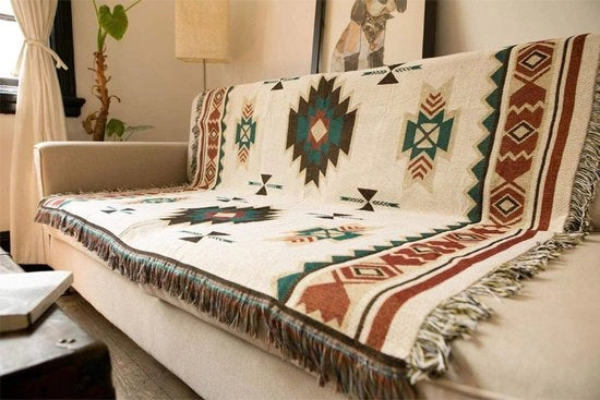 Panno da lancio con disegno geometrico Navajo Azteco, adatto per divano e letto - 130x160cm