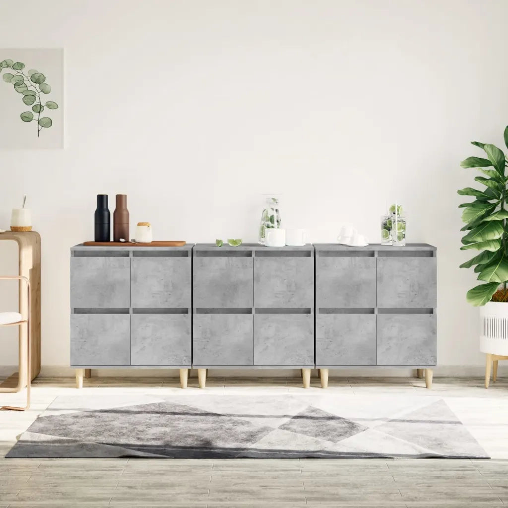 Credenze 3pz Grigio Cemento 60x35x70 cm in Legno Multistratocod mxl 101415