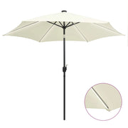 Ombrellone con LED e asta in alluminio da 300 cm colore bianco sabbia 02_0008083