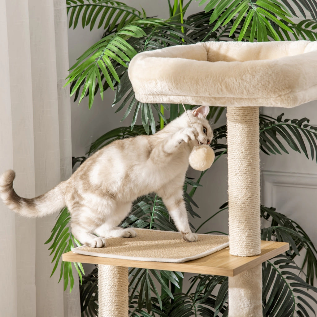 Albero Tiragraffi per Gatti con Piattaforma ¨C zephmum ¨C 48x40x126 cm Beige