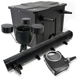 Set: Filtro bio per laghetto 12000l con Chiarificatore UVC 72W Pompa 80W Skimmer
