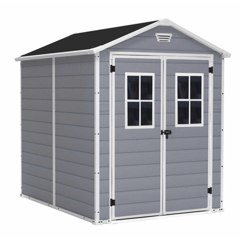 Casetta in resina grigia - MANOR PREMIUMÂ® 86 - 4,4 mÂ² + Porta-finestra doppia