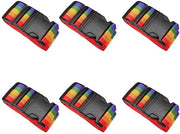 Cintura per bagagli 6 pezzi - Cinturino regolabile - Materiale nylon duraturo - Colore arcobaleno - Ideale per viaggi di lavoro - 5 cm x 180 cm - Cintura per bagagli