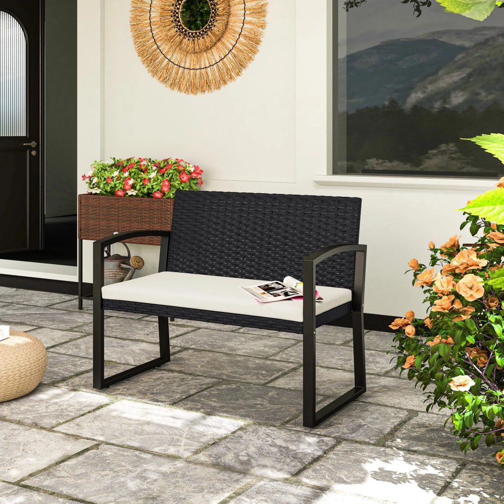 Sedia da pranzo con schienale in rattan sintetico ¨C zephmum ¨C grigio 103x58x78 cm