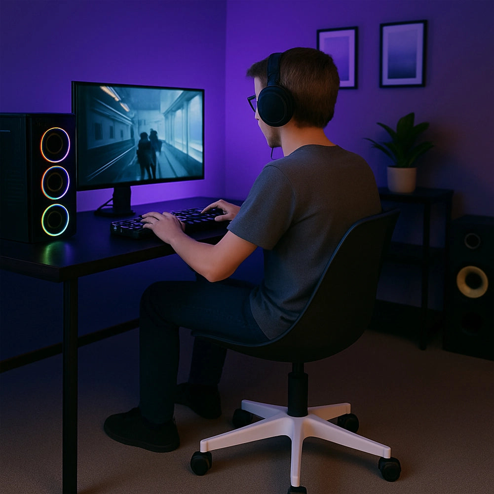 Sedia Ufficio Ergonomica Regolabile 4ruote Girevoli Design Moderno Nero
