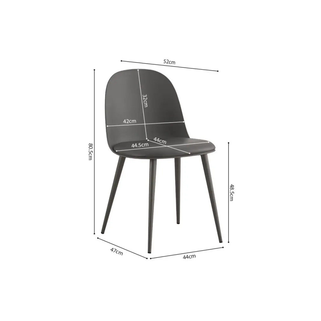 Sedia JASMON – Cuscino in PU Grigio con gambe in metallo – H81 × L51 × P44 cm