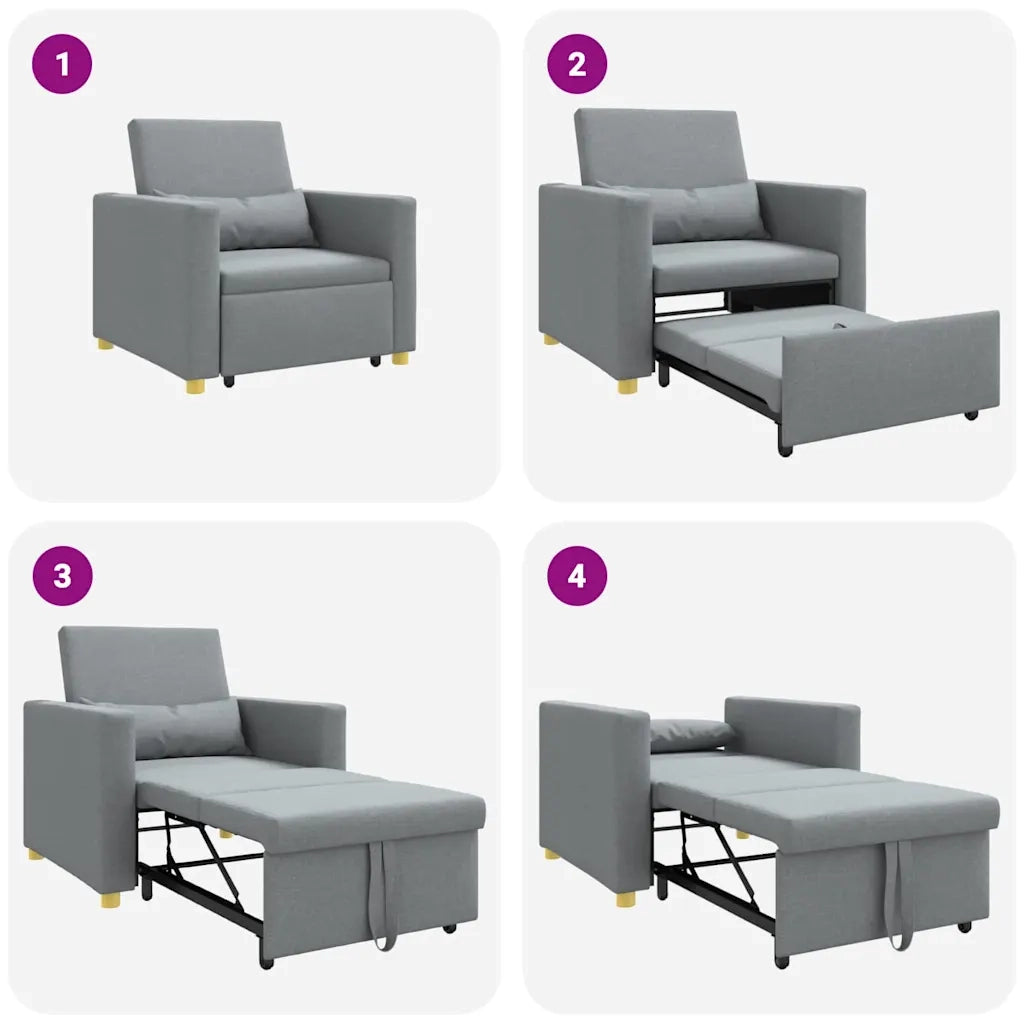 vidaXL Divano Letto Singolo Grigio chiaro 90 x 165 x 87 cm Tessuto