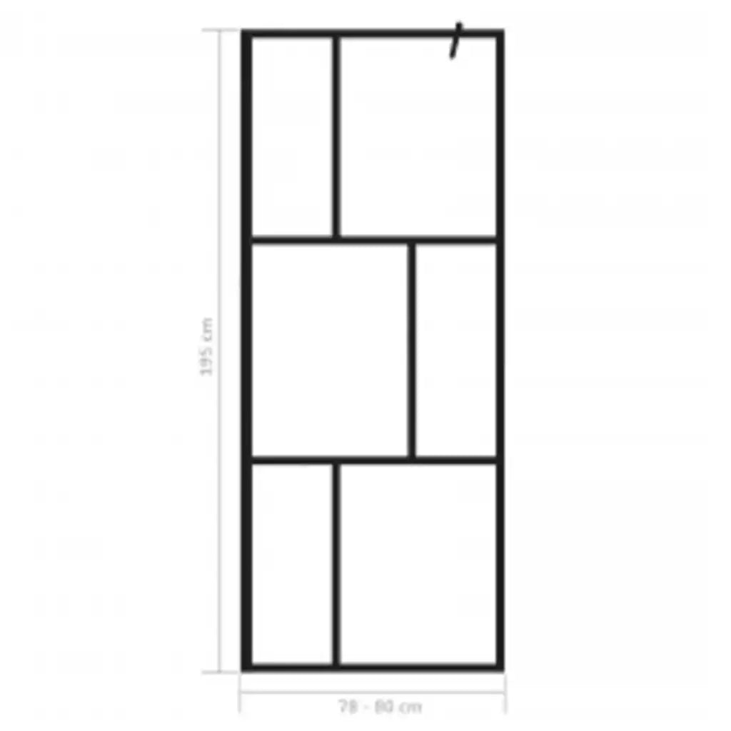 Parete per Doccia Walk-in in Vetro Temperato Nera 80x195 cm 149152