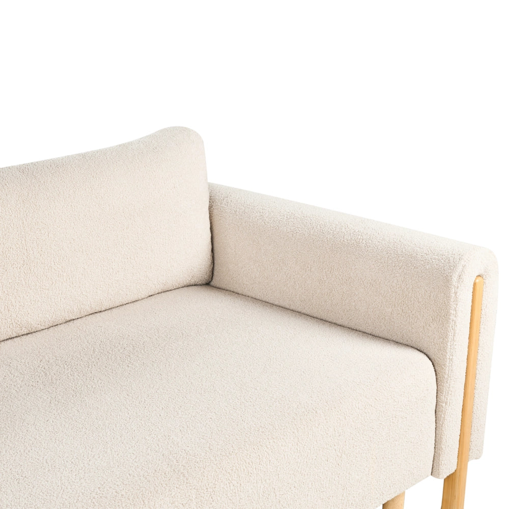 Divano letto in tessuto beige Rivestito con meccanismo Click-Clack Sleeper con contenitore Stile minimalista con braccioli