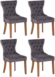 Set da 4 sedie da pranzo Franca in velluto grigio scuro,antico chiaro
