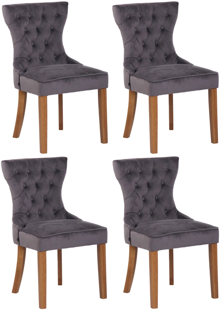Set da 4 sedie da pranzo Franca in velluto grigio scuro,antico chiaro
