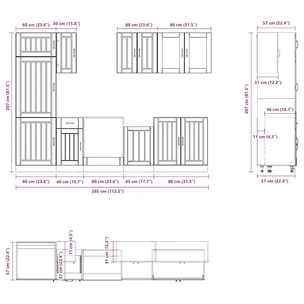 Set Mobili da Cucina 8 pz Lucca Rovere Sonoma in Truciolato 3314804
