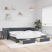 Divano Letto Estraibile Cassetti-Sofa Letto-Daybed Grigio Scuro 100x200cm Velluto 958370