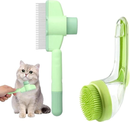 Spazzola per Gatti e Cani con Funzione di Pulizia Automatica per Capelli Lunghi e Corti.