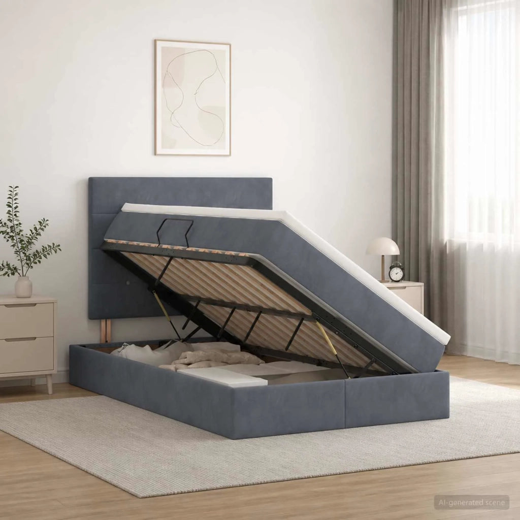 Letto con contenitore LED e materasso Grigio Scuro 120 x 200 cm 3460123