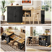 Tavolo Allungabile con Buffet, Cassetti e Luci LED ¨C MINIMAL ¨C Nero/Bianco