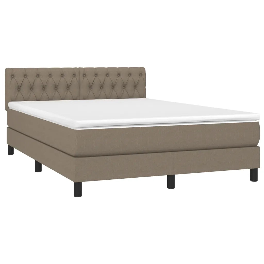 Letto a Molle con Materasso e LED Tortora 140x190 cm in Tessuto 3133393