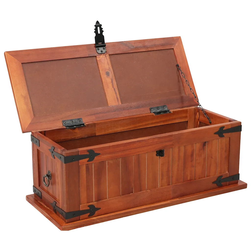 Cassapanca-Panca con Contenitore-Baule 60x25x22 cm in Legno Massello di Acacia