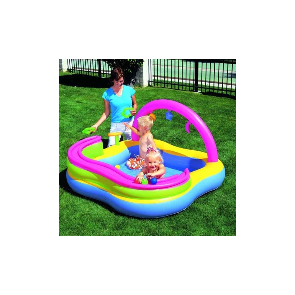 Trade Shop - Piscina Gonfiabile Play Center Bambini Con Giochi 159 X 159 X 89 Cm Vinile -