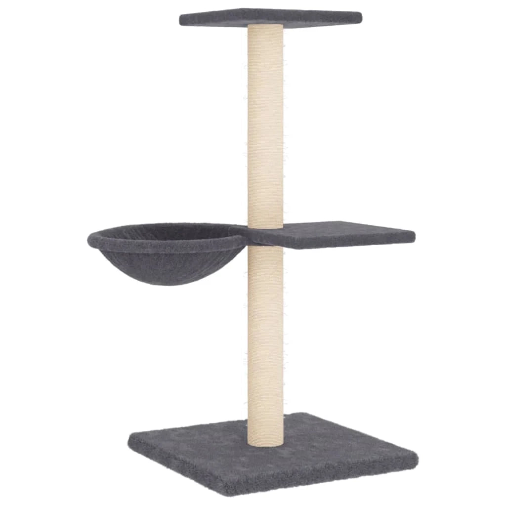 Tiragraffi per gatti Mobili per arrampicata su torre Tiragraffi piattaforma da arrampicata con tiragraffi in sisal scuro 72 cm grigio 02_0022702