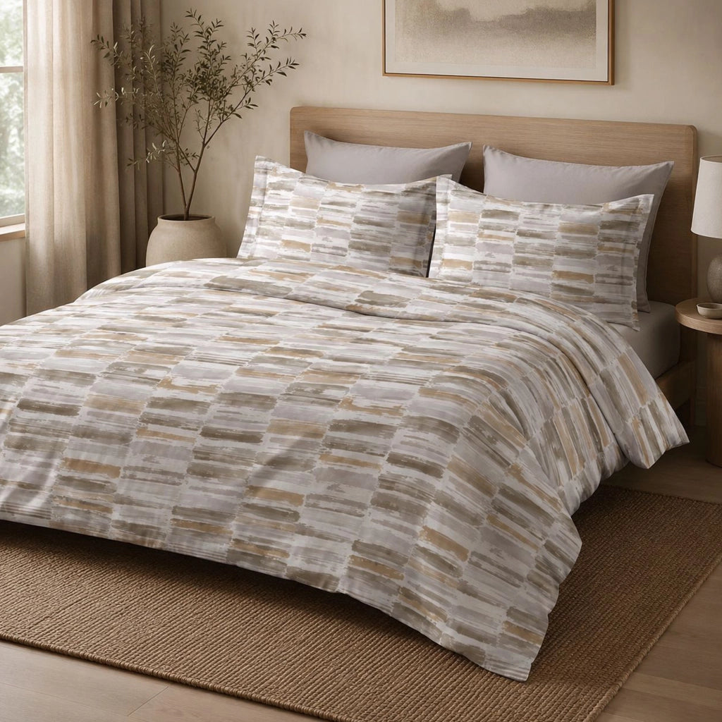 Samotelo, set Completo Letto Singolo in Percalle, Bianco Naturale