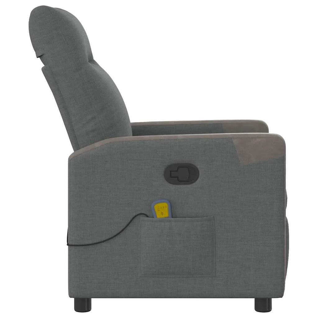 Poltrona Massaggiante Reclinabile Grigio Scuro in Tessuto 4104845