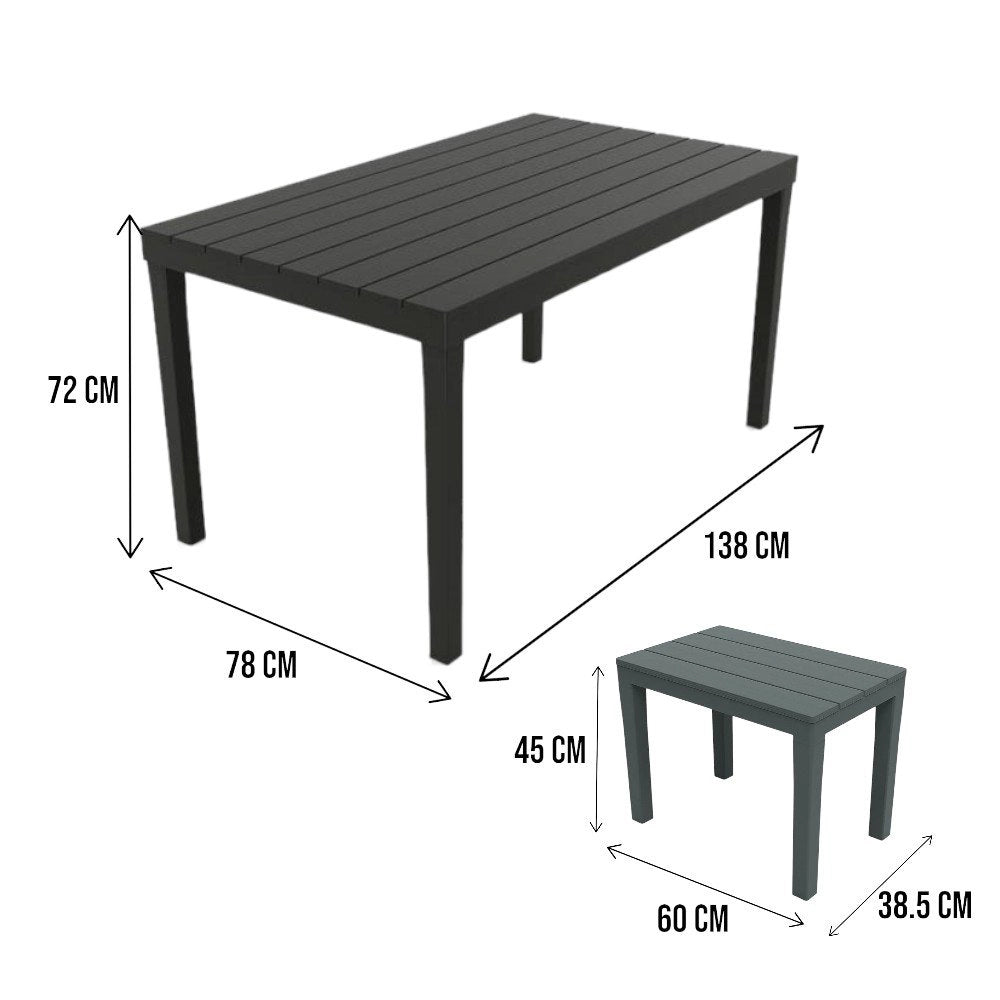 Salottino Outdoor Asta, set Salotto da Esterno 4 Posti Made in Italy, Nero Antracite