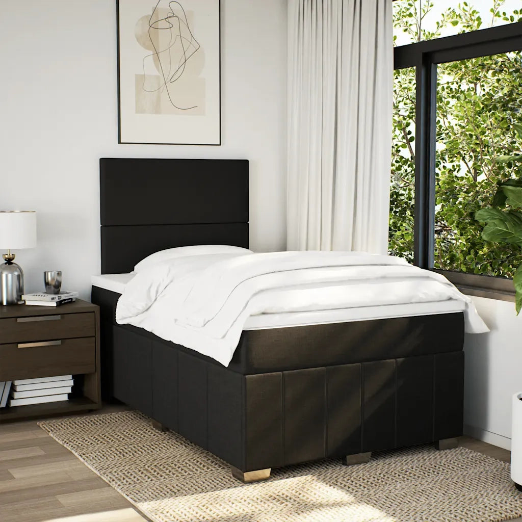 Giroletto a Molle con Materasso Nero 120x190 cm in Tessuto