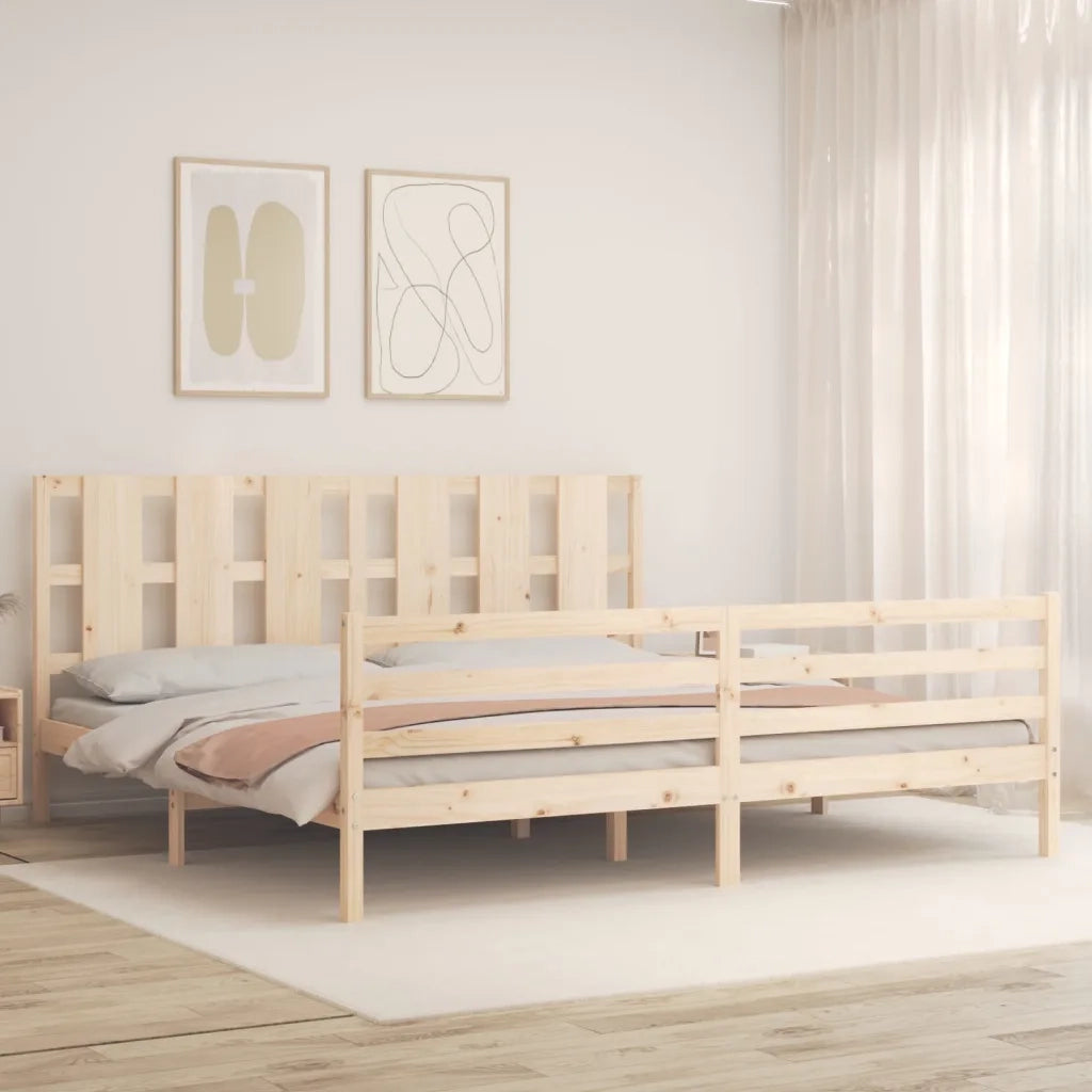 Giroletto con Testiera-Struttura Letto con testiera 200x200 cm in Legno Massello 219981