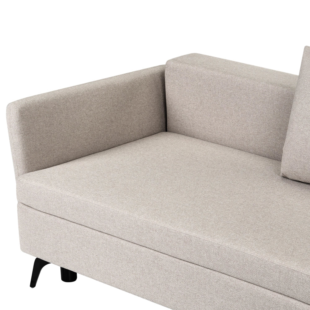 Divano Letto Angolare a 3 Posti Sinistro in Tessuto Beige con Contenitore per Soggiorno Koge