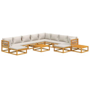 Set di mobili da giardino mobili da esterno 12 pezzi con cuscini grigio chiaro legno massello 02_0015586