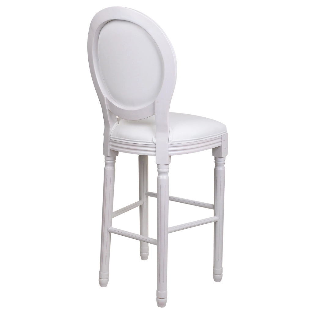 Sgabello in legno bianco 52x46x116h