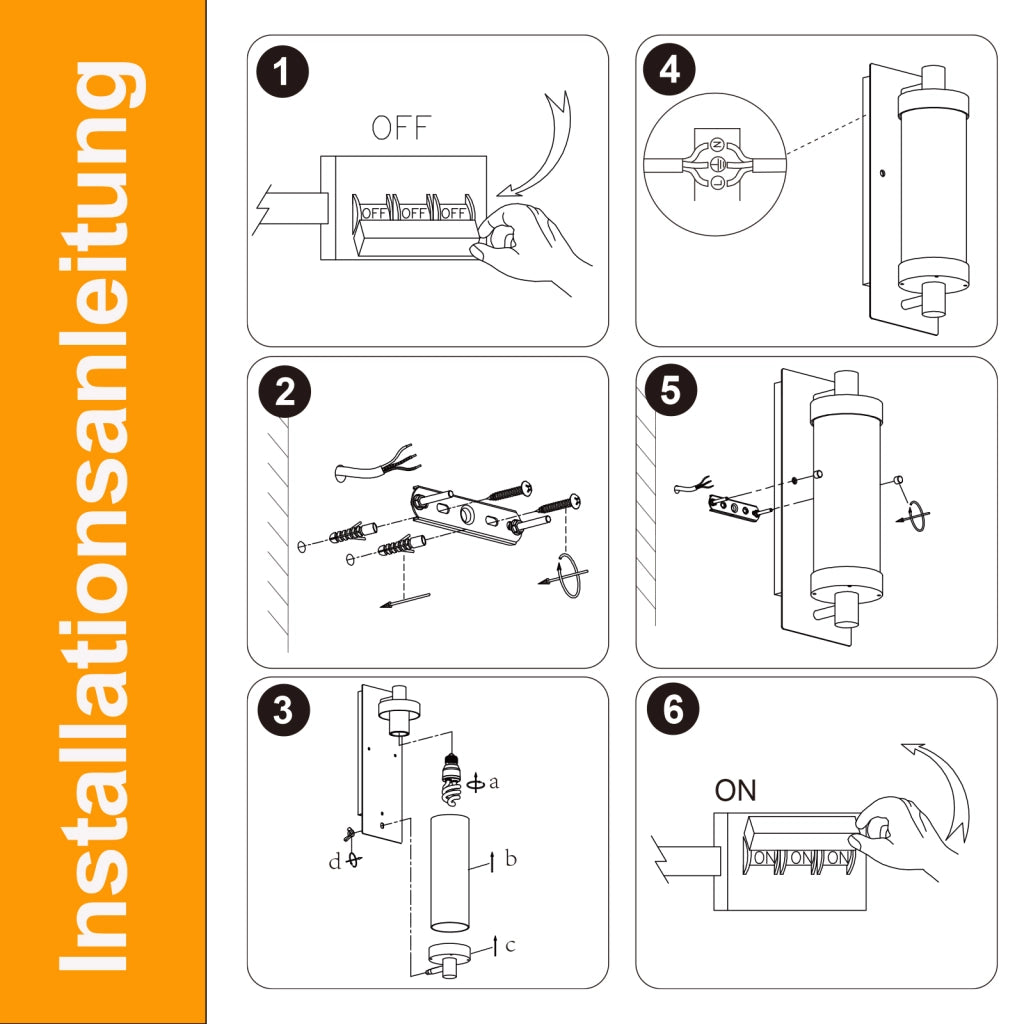 ZMH Lampada da Esterno Interno E27 Max 40W Nero per Terrazza Balcone/Parete Giardino Senza Lampadina
