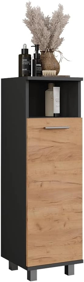 mobiletto bagno Ilias, Antracite/quercia dorata, 30.2 x 190 cm con 2 porte