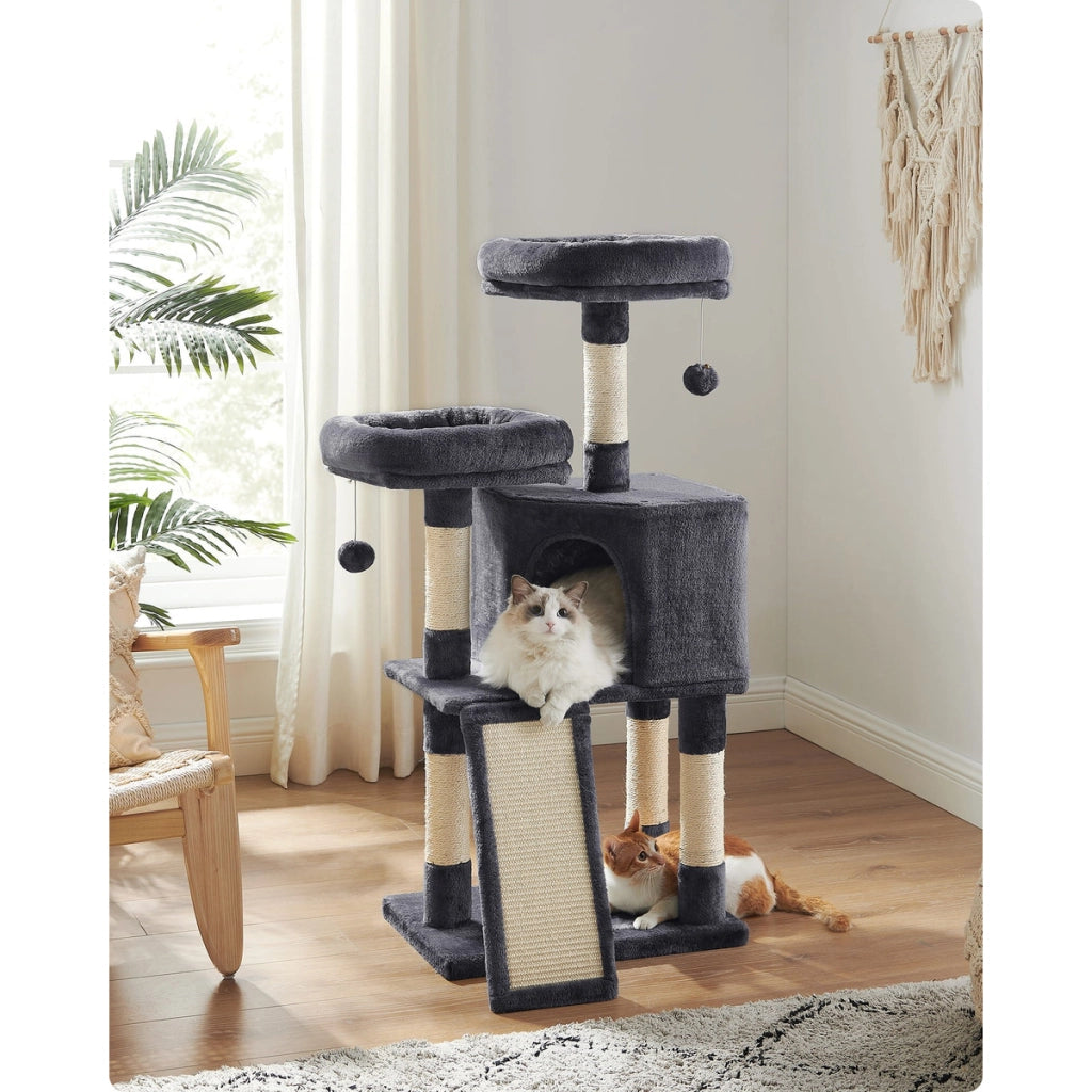 Albero tiragraffi per gatti Oskar in sisal e peluche grigio scuro