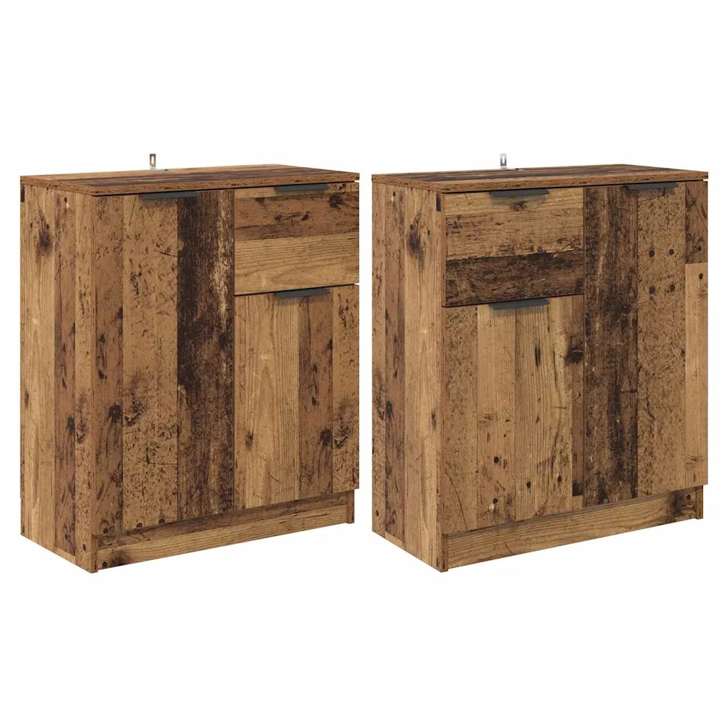 Credenza | Sideboards con cassetto 2 pcs Legno vecchio 60 x 30 x 70 cm