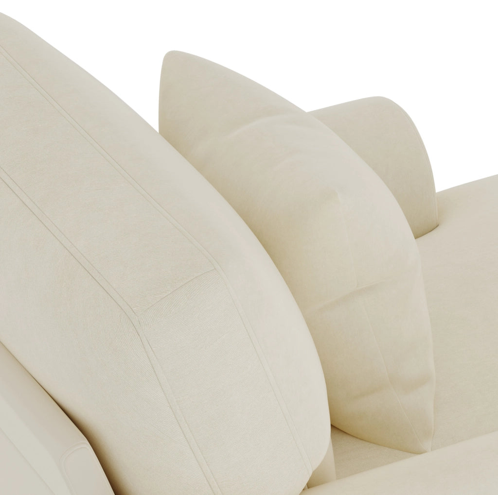 Poltrona relax reclinabile in velluto beige con cuscino