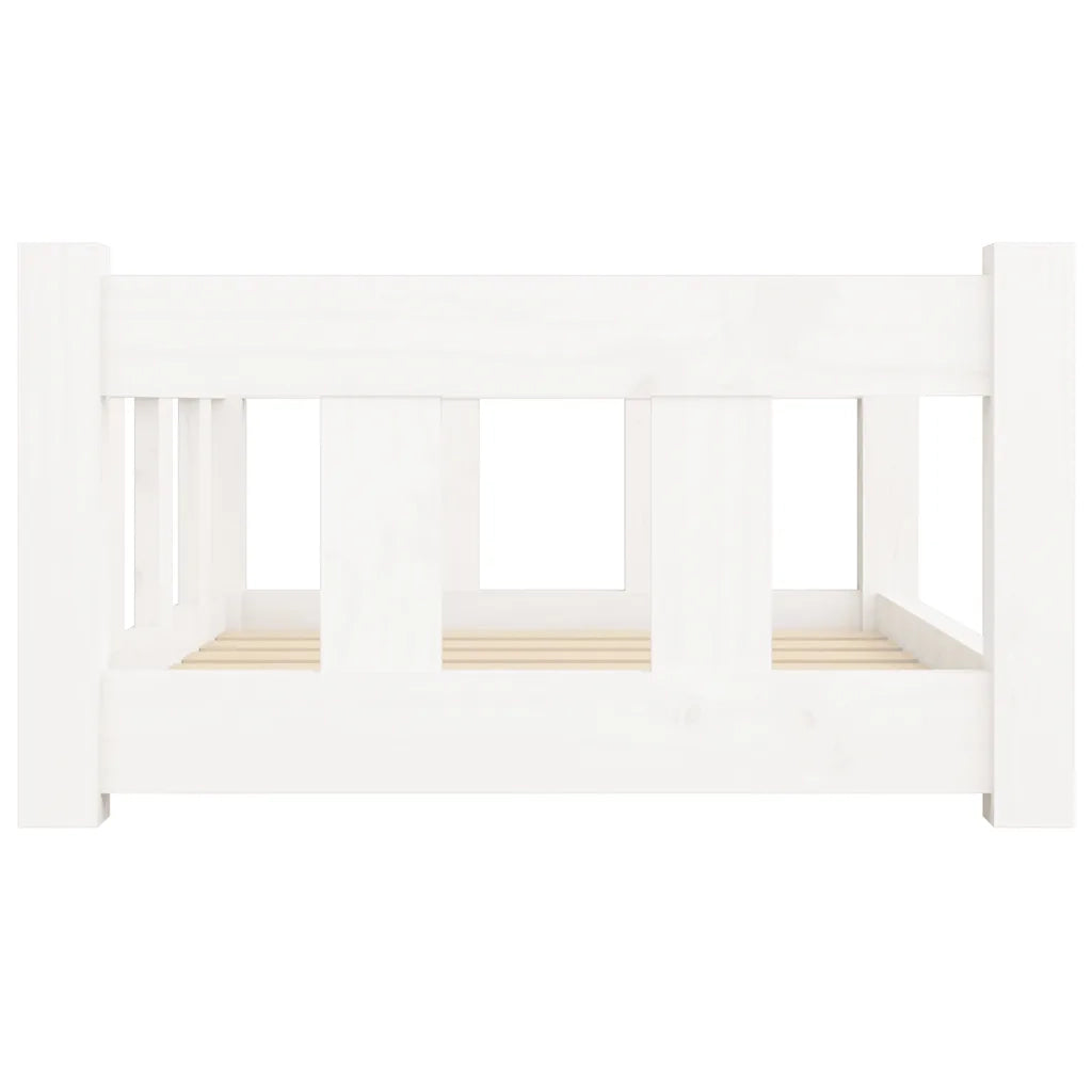 Cuccia per Cani Bianca 65,5x50,5x28 cm Legno Massello di Pino 820188