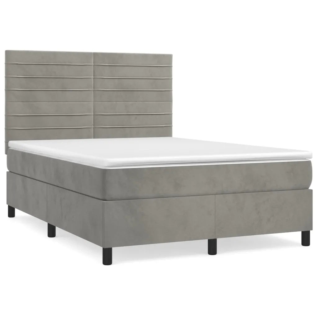 Giroletto a Molle con Materasso Grigio Chiaro 140x190cm Vellutocod mxl 75830