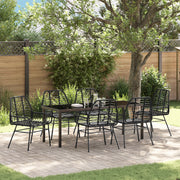 Set da Pranzo da Giardino 7 Pezzi Nero Polyrattan