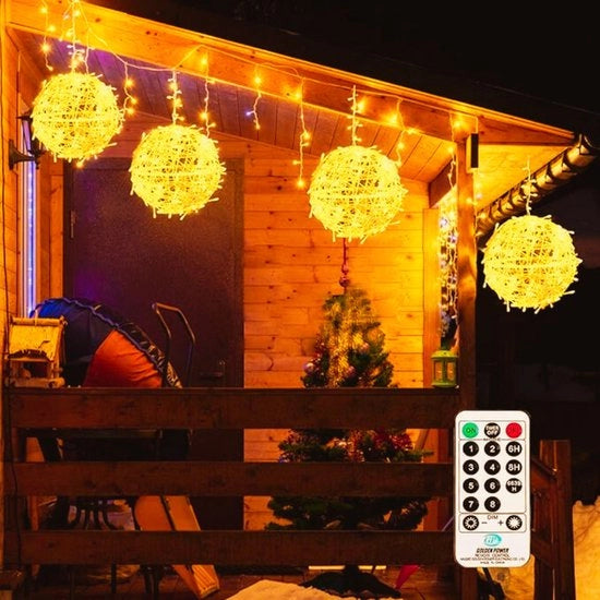 Cavo di Illuminazione LED per Esterno - 4 pezzi da 20 cm - 8 modi - IP65 impermeabile - Comando a distanza - Fermo - Ideale per Ramadan - Eid - Matrimoni e decorazione all'aperto