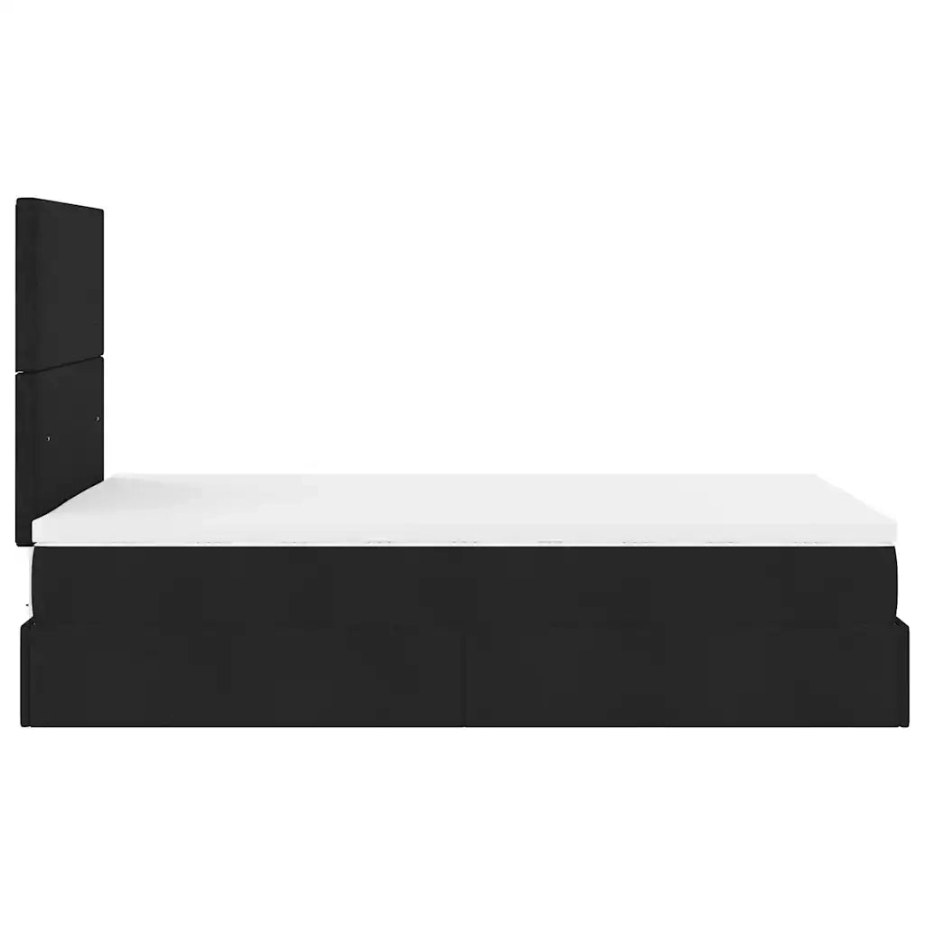 Struttura Letto Pouf con Materasso Nero 120x200 cm in Tessuto 3313066