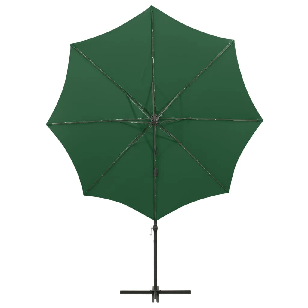Ombrellone a Sbalzo con Palo e Luci a LED Verde 300 cm cod mxl 9886